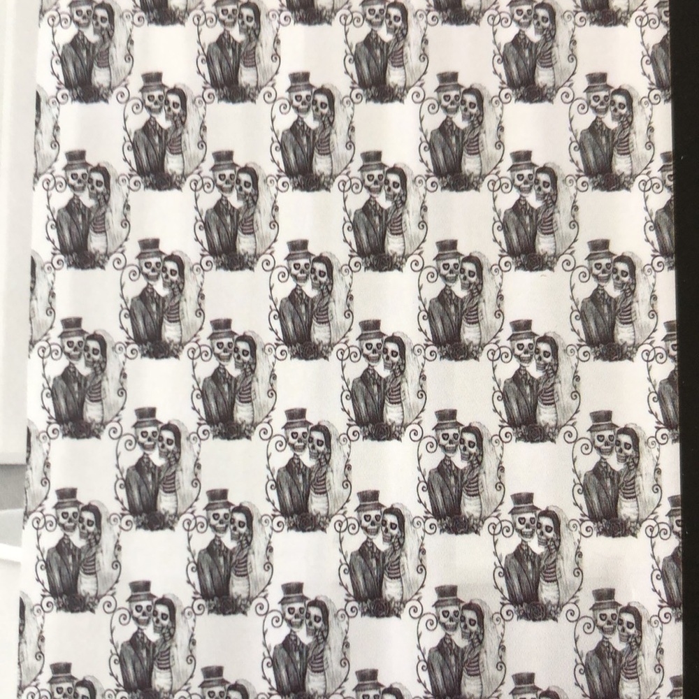 Happy Halloween Black & White Skeleton Couple Shower Curtain - Picture 3 of 8